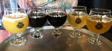 Flight of beers from Hops and Pie